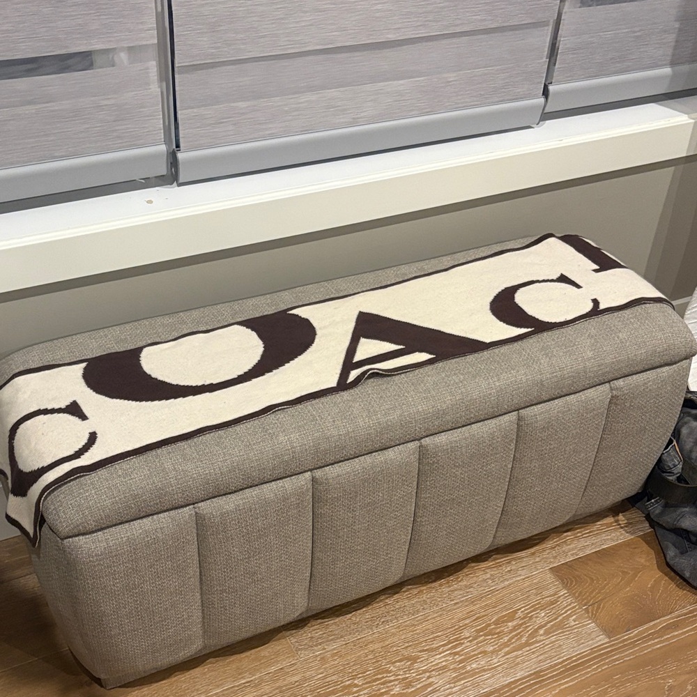 🧣 Coach Beige and Dark Brown Logo scarf